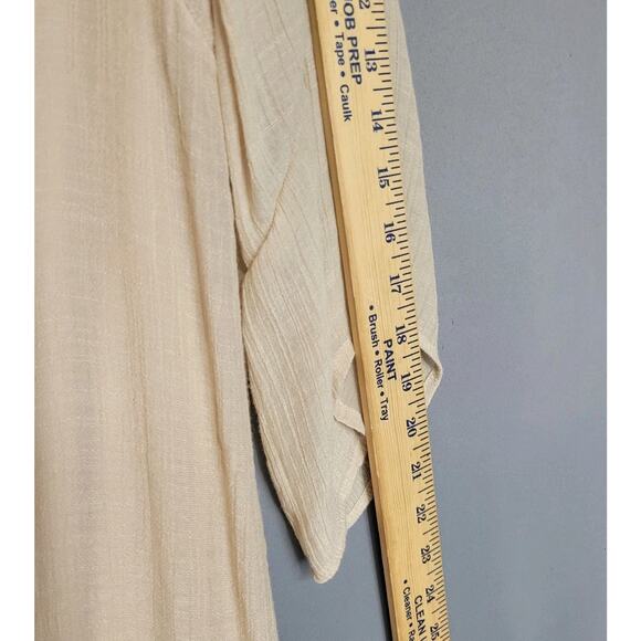 Indigo Rose Boho Top Womens 2X Beige Overlay Lace V-Neck 3/4 Split Sleeve Tunic - Picture 9 of 12